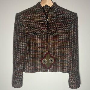 Kathleen Weir-West Blazer Jacket Multicolor Textured Embellished Size Small